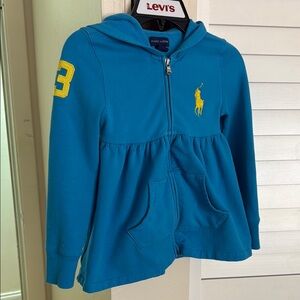 Ralph Lauren Blue Zip-Up Hoodie with Polo Logo